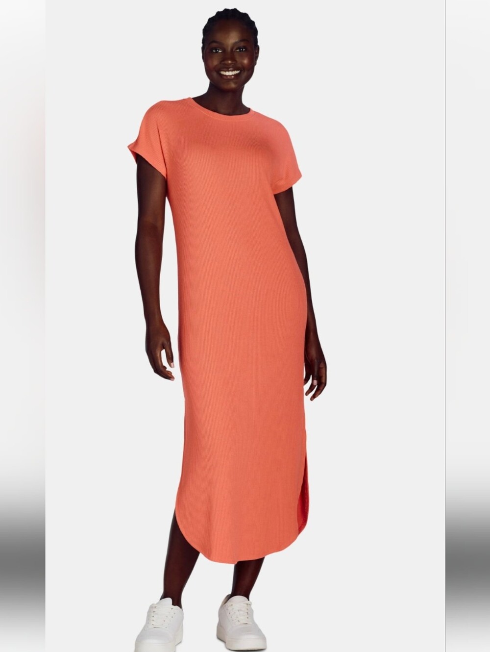 Time and Tru Coral Ribbed Dress